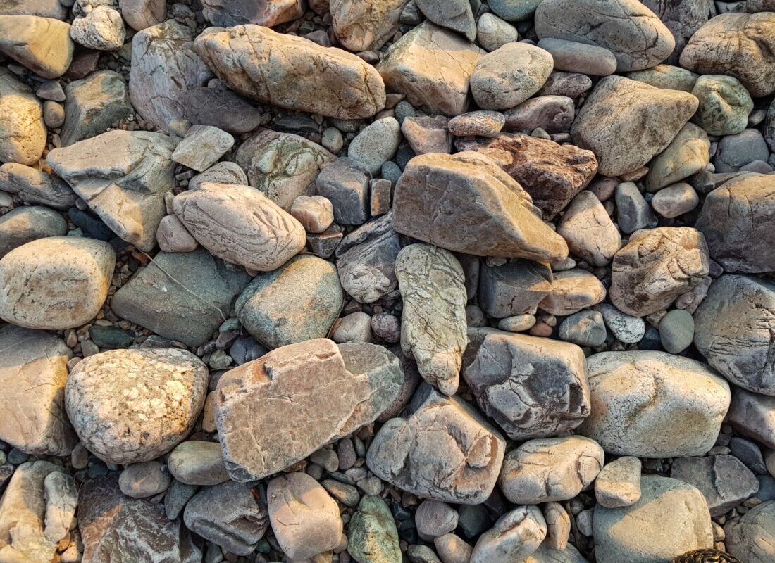 Mix of stones by the shore